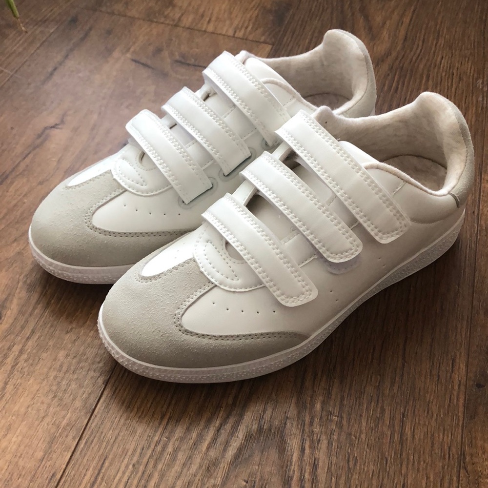 Women’s White and Cream Velcro Sneakers